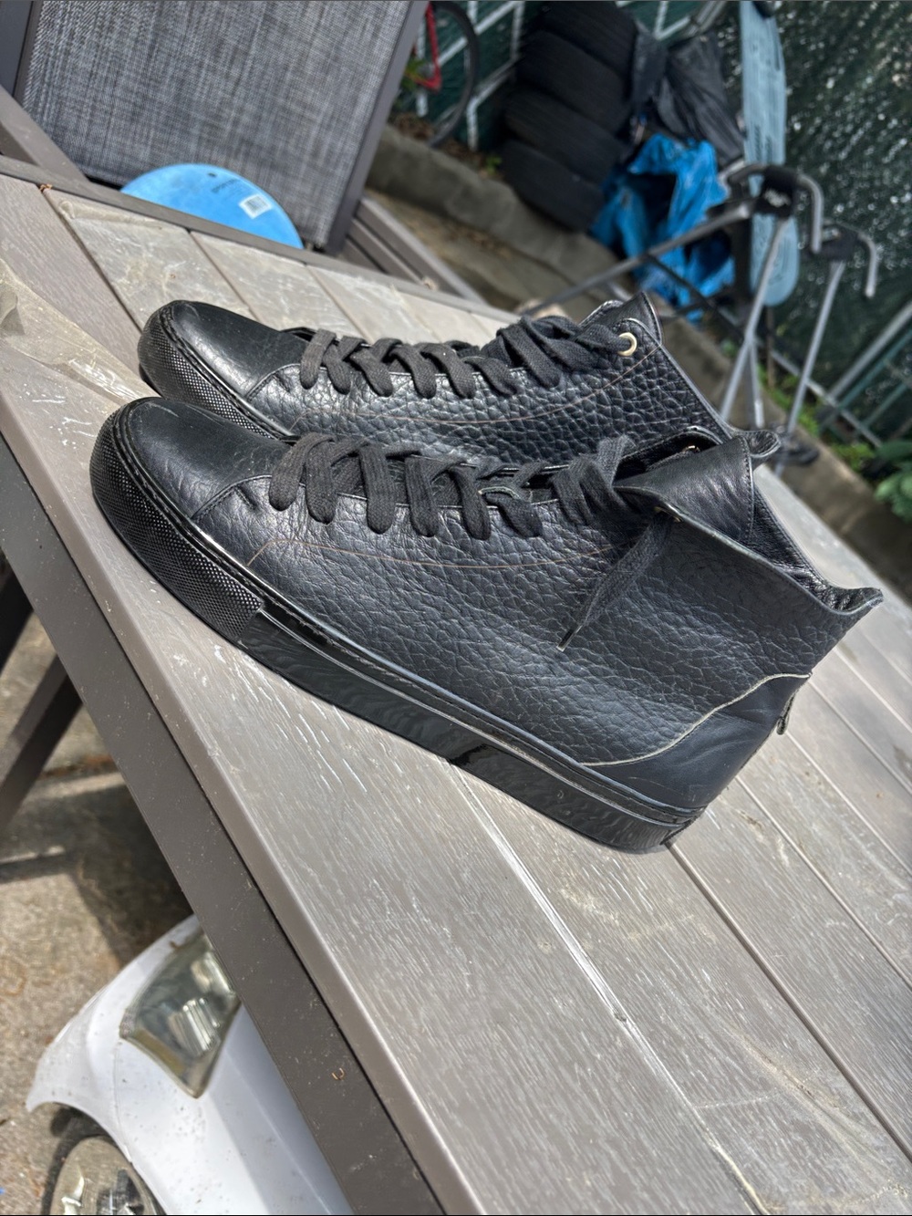 Kenneth Cole Reaction Men's Black Alligator Leather High-Top Sneakers